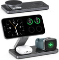 VBA 3 in 1 Wireless Charging Station for Apple MagSafe Charger,Foldable Fast Charging Magnetic Wireless Charger Stand,Travel Charger for iPhone 16 15 14 13 12,Apple Watch,AirPods Pro(Black)