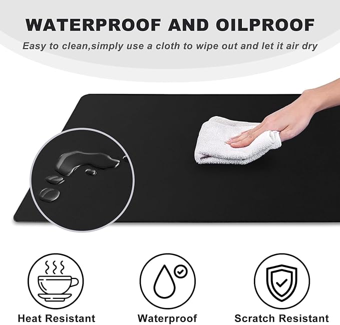 10 Pack 31.5" x 15.7" Waterproof Fabric Desk Pad, Rubber Anti-Slip Base - Image 4