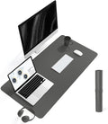 YSAGi Non-Slip Leather Desk Pad L Size, Waterproof Laptop Computer Desk Keyboard Mat, Table Protector Blotter Mat, Large Mouse Pad for Office/Work/Home/Decor(Dark Gray, 35.4" x 17")