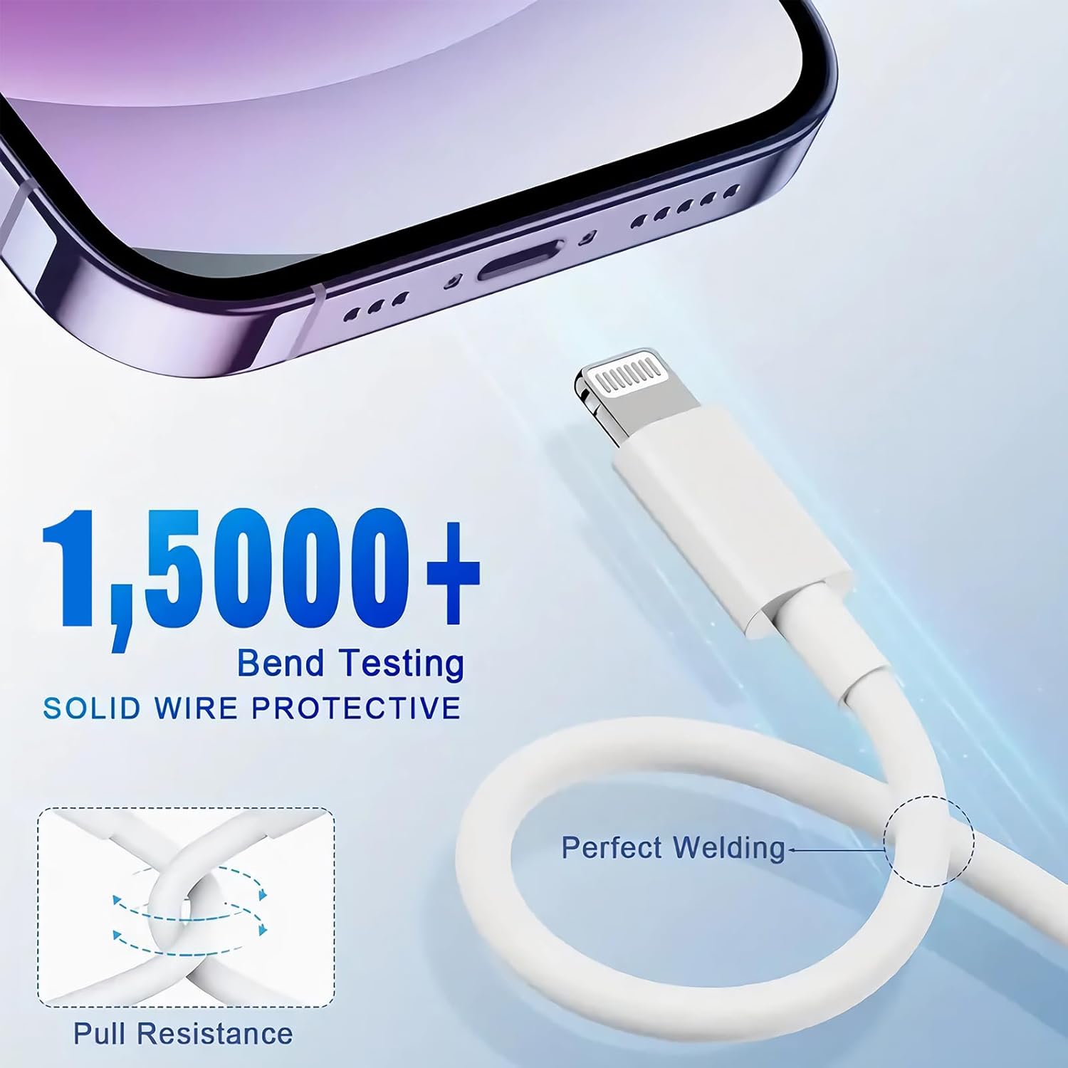 USB C Wall Charger,Dual Port 10FT iPhone Charger 20W PD+QC3.0 Power Adapter Fast Charging Block Plug with 10ft USB C to Lightning Cable for iPhone 14/14 Pro/14 Pro Max/13/12/11/Pro Max/XS/XR/X/AirPods