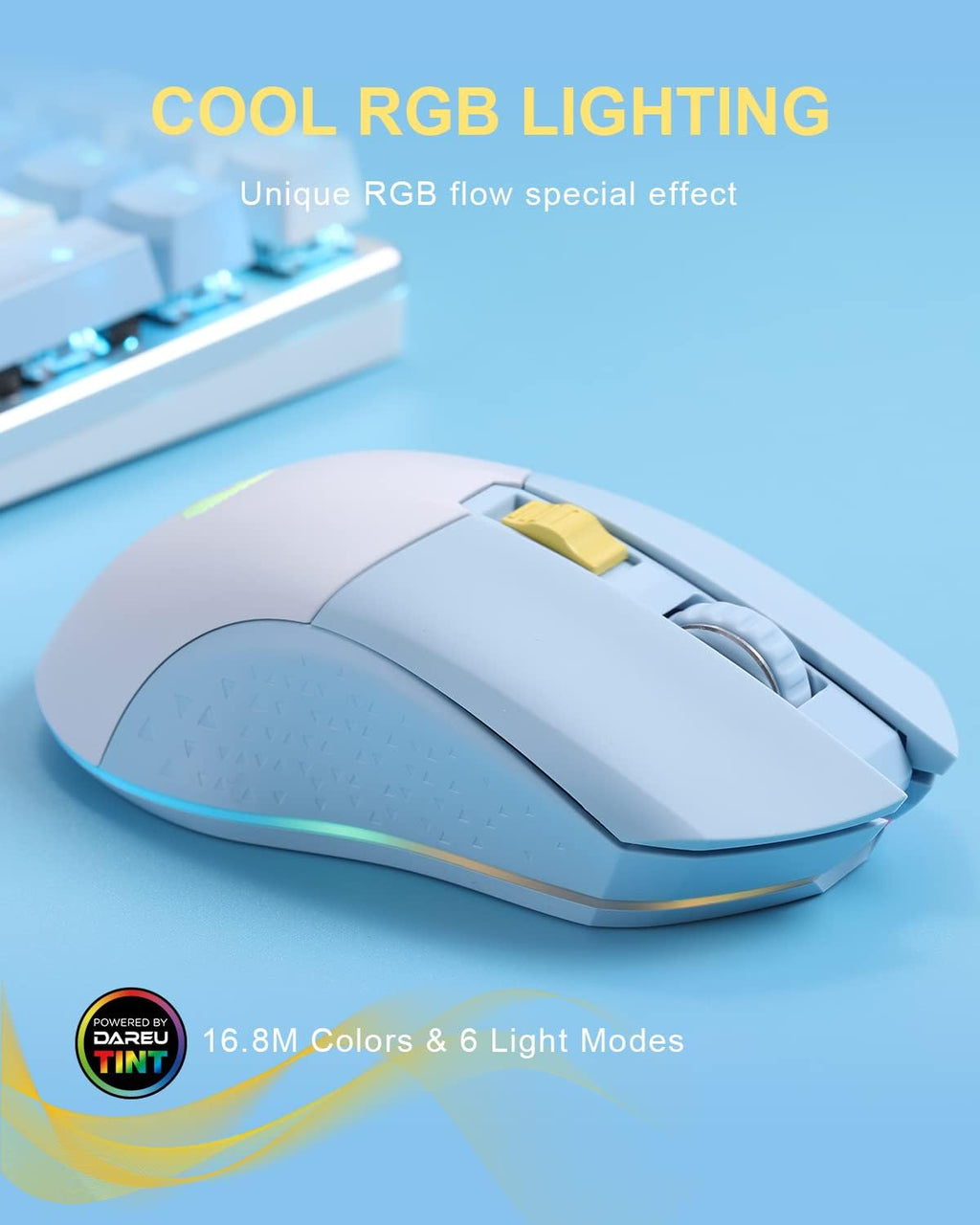 DAREU Wireless Wired Gaming Mouse Dual-Mode Rechargeable 7 Programmable Buttons,10K DPI,RGB and 7 Adjustable DPI Levels up to [150IPS] [1000Hz Polling Rate] for PC Notebook Mac