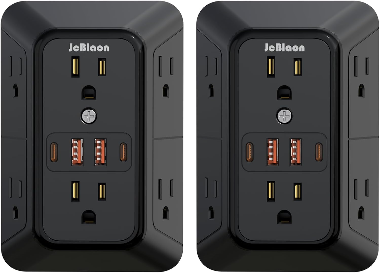 2 Pack Multi Plug Wall Outlet Extender Surge Protector 6 AC Outlet Splitter with 4 USB Ports(2 USB C) Wall Charger 1050J Power Strip 125V/15A, 1875W for Home, Office, Travel Dorm Room Essentials