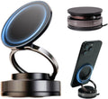 Upgraded 360° Nano Gel Vacuum Magnetic Car Phone Holder Ultra Strong Suction Magnetic Force for MagSafe, iPhone 16 Pro Max, Android - Foldable Retractable Mount for Car/Dashboard/Gym/Mirror(Black)