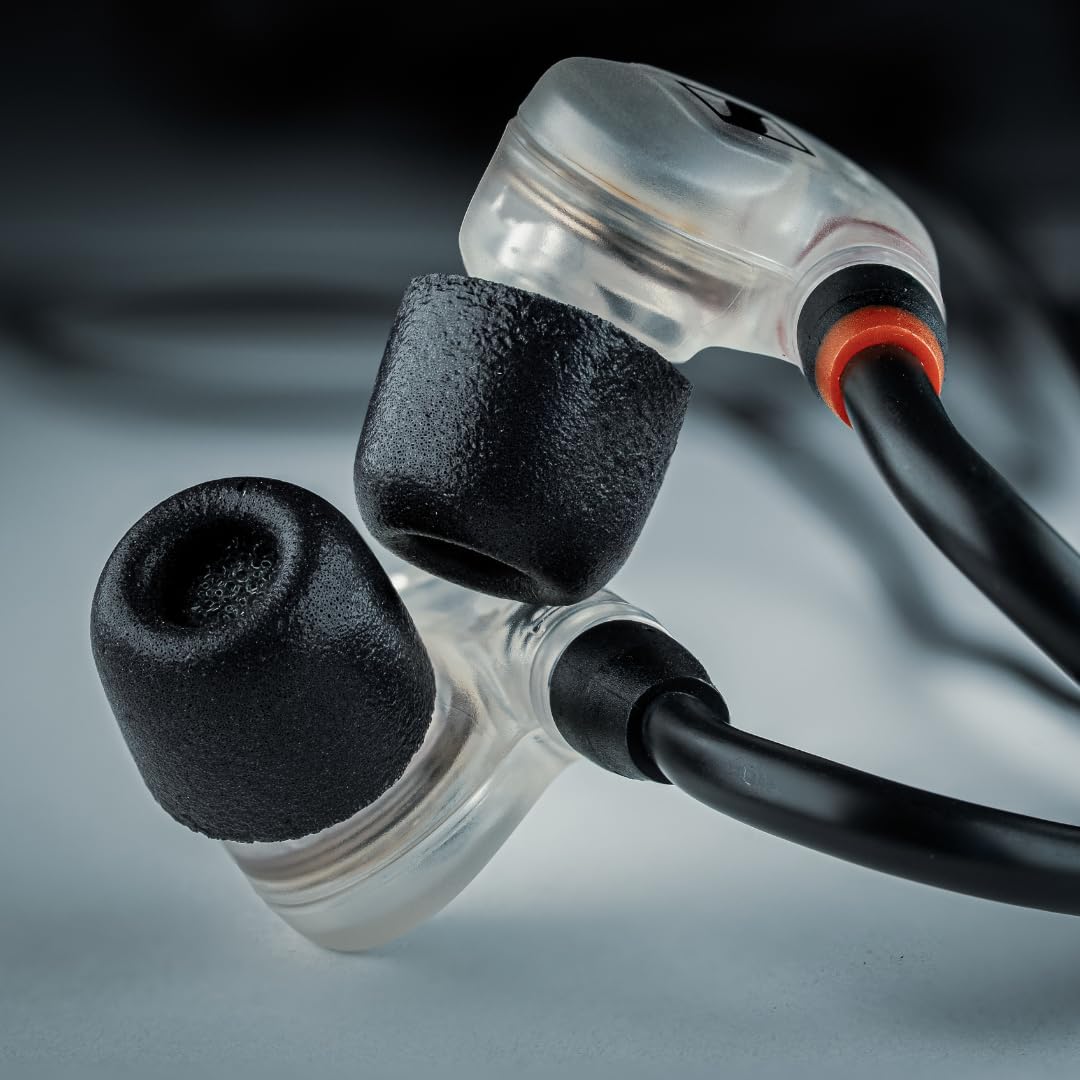 Comply 500 Core Series | Memory Foam Replacement IEM Ear Tips for KZ, Moondrop, FiiO Sennheiser & More | Superior Noise Isolation, Ultimate Comfort, Secure Fit | Round, Black, Large (3 Pairs)