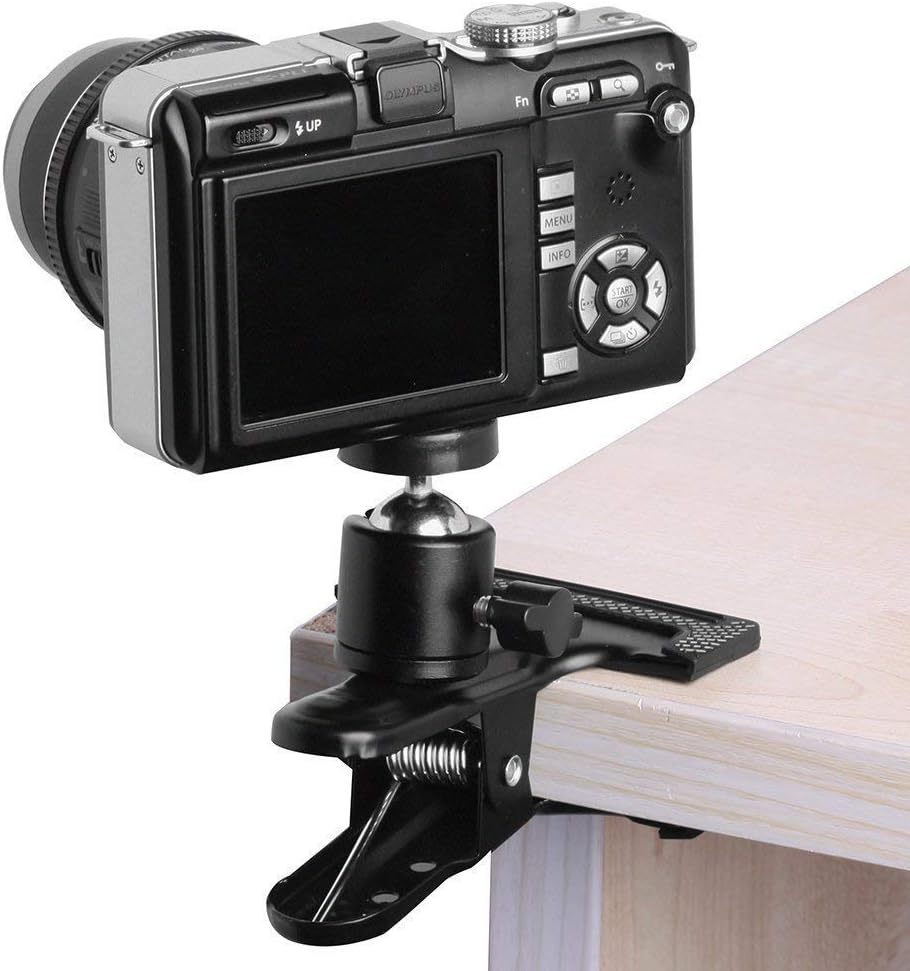SLOW DOLPHIN Tripod Clip Clamp Mount Flash Reflector Holder for Studio Backdrop Camera with 360 Swivel Tripod Mini Ball Head Standard 1/4" Screw,SLR, Digital SLR, Video Came(2PACK)