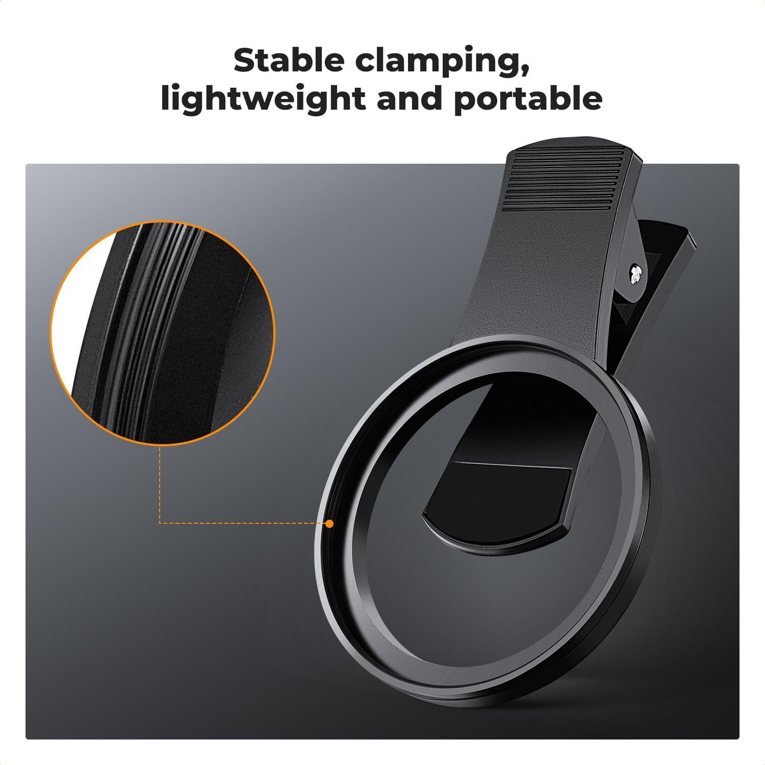 K&F Concept 67mm Clip-on Black Diffusion 1/4&CPL Phone Camera Lens Filter Kit, Mist Cinematic Effect Filter Compatible with iPhone 16 15 14 13 12 11, for Video/Vlog/Portrait Photography