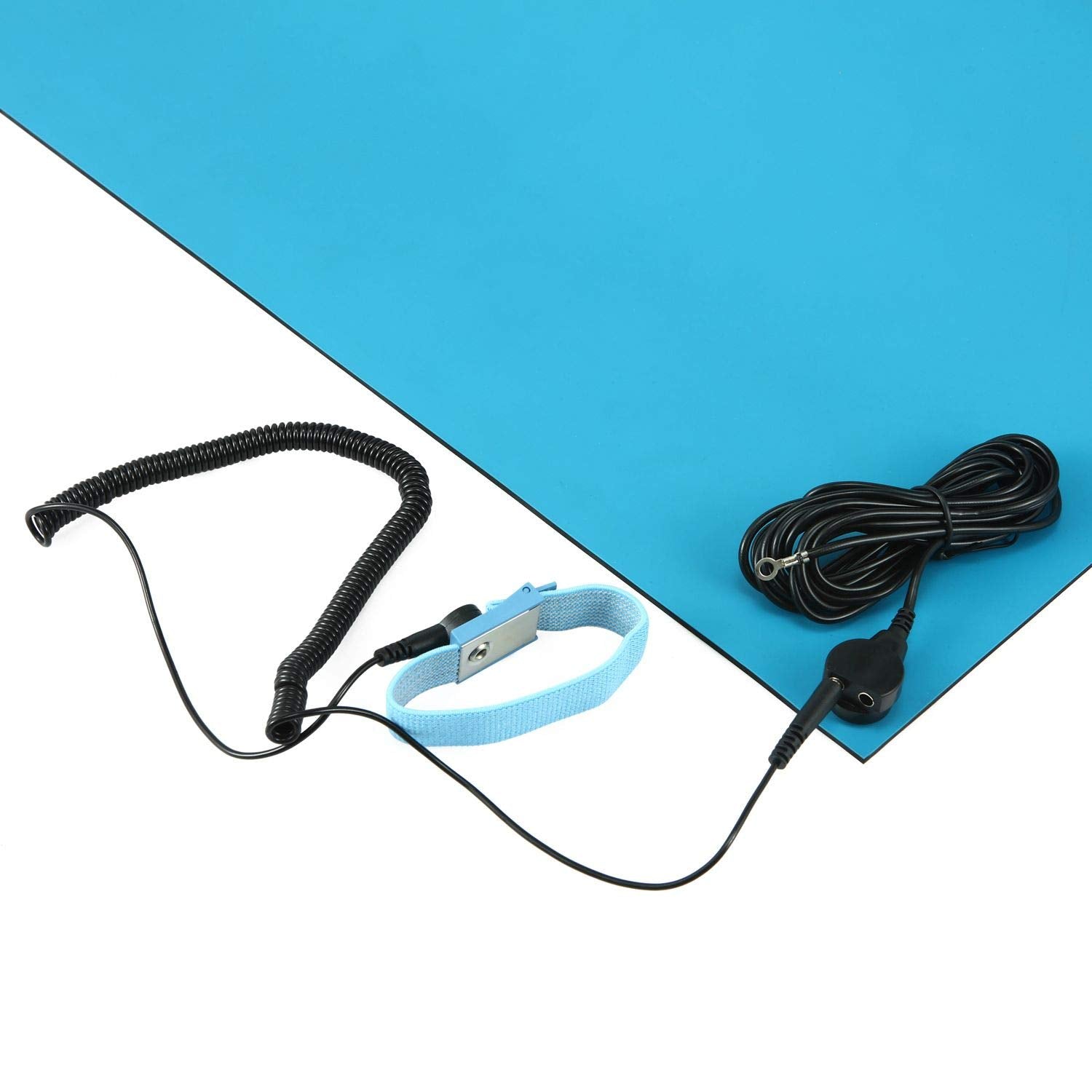 MWRF Source™ ESD Mat Kit with Wrist Strap and Grounding Cord (2 FT x 4 FT, Blue)