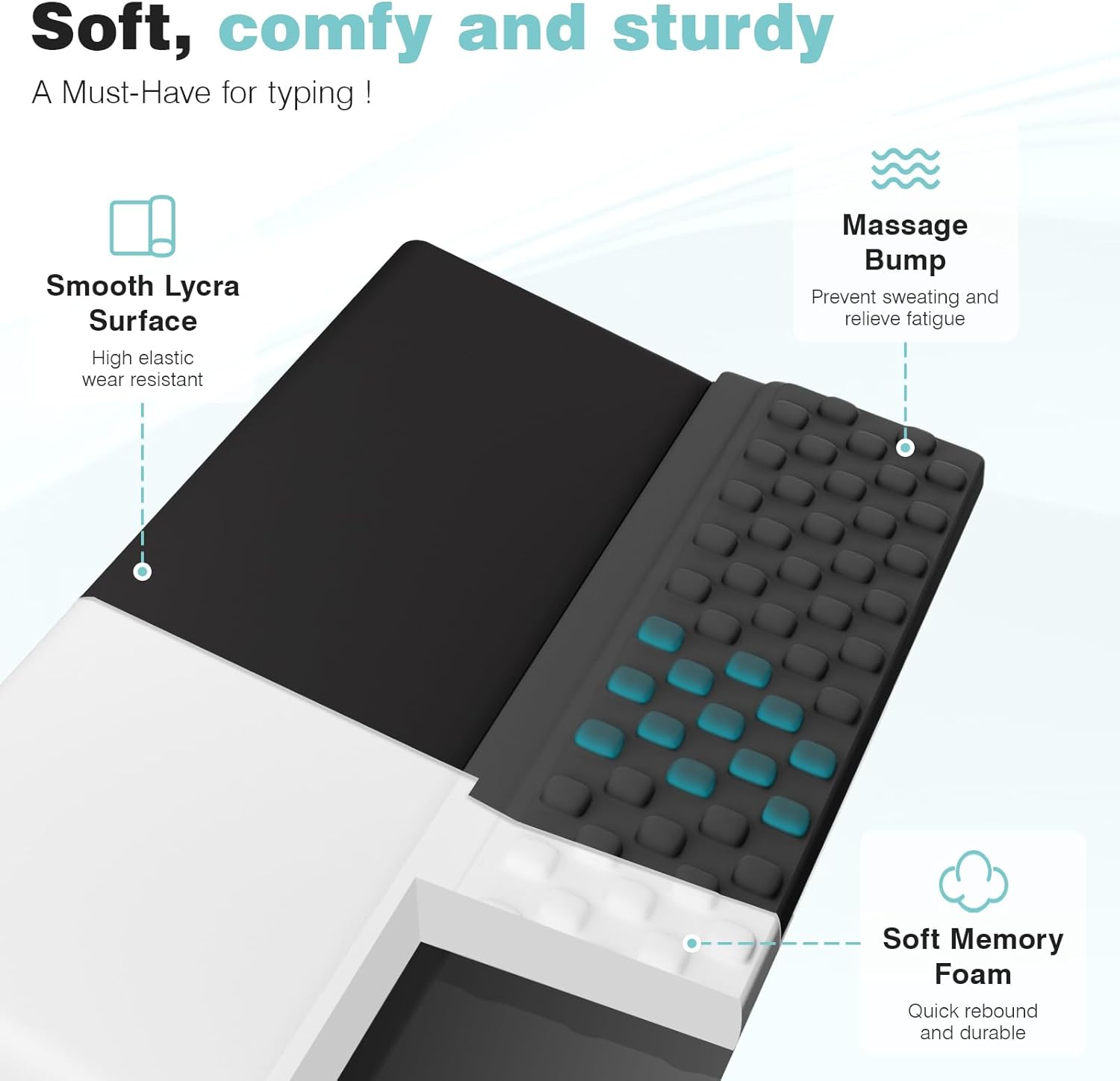 Ospelelf Keyboard Stand with Wrist Rest Comfortable Ergonomic Riser Holder Pad for Typing Black Gray