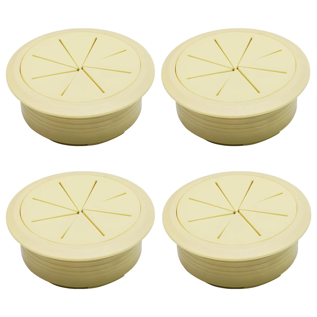 Desk Grommet 2" (50 mm), Desk Hole Cover for Cables Beige, Cable Grommet ABS Plastic, Desk Hole Grommet for Office and Home Table Cable, Detachable & Flexible Cable Cord Organizer-4 Pcs