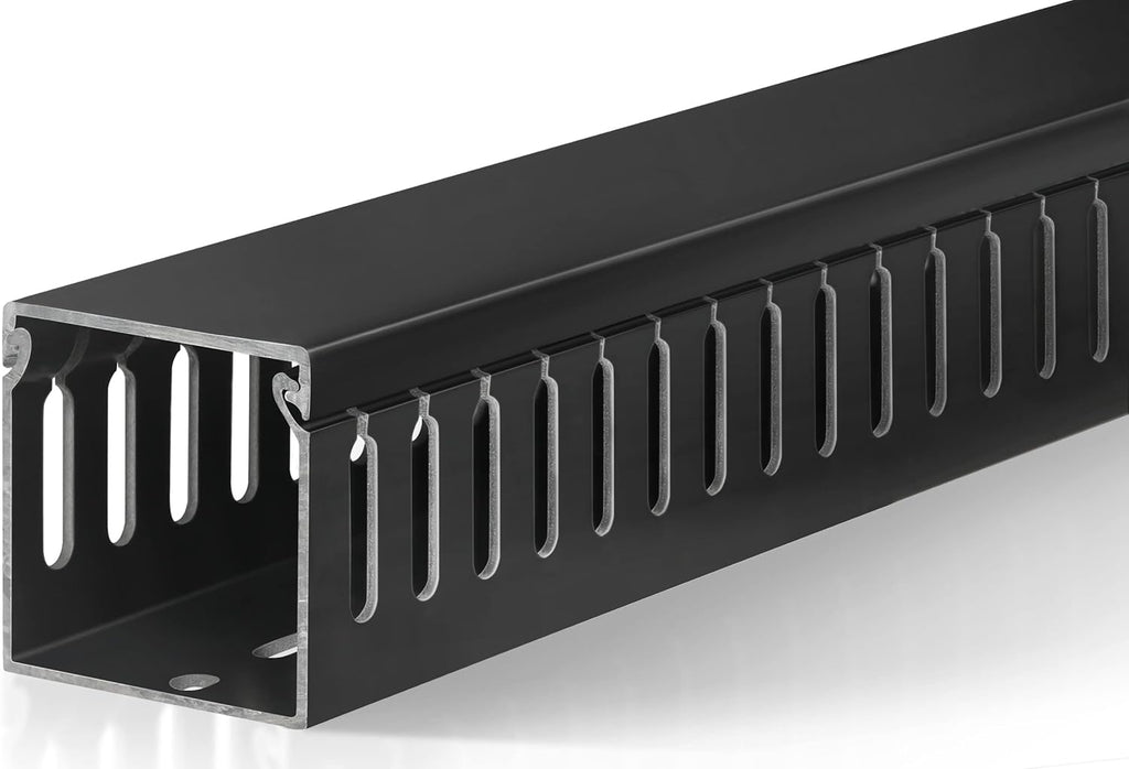 ZhiYo Cable Raceway 78in(2xL39in), Server Rack Cable Management Under Desk Cord Organizer, Electrical Safe PVC Cable Channel Open Slot Wire Raceway for Network/PC/TVs, Wire Duct H2 x W2in Black