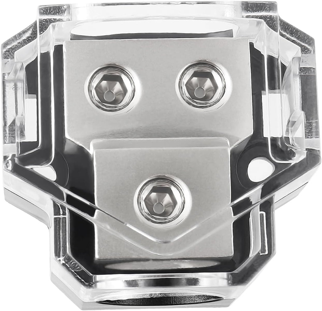 BOJACK 2 Way Power Distribution Connecting Block 1x0/2/4 Gauge Input 2x4/8 Gauge Output Power Distribution Block for Car Amplifier Audio Splitter