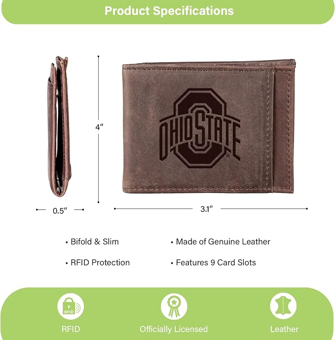 Team Sports America NCAA Ohio State University Front Pocket Slim Wallet - Image 4