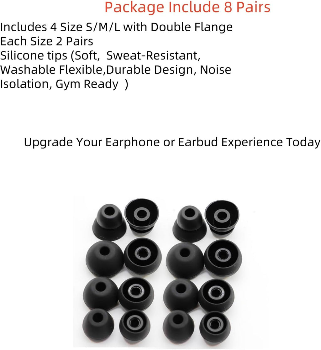 Replacement Ear Tips for Beats Urbeats2.0 Tour2.0 ibeats Beats x, Beats Flex Secure Fit for Powerbeats Pro Silicone Earbuds Washable Sweat-Resistant Noise Isolation 8 Pairs (Black)