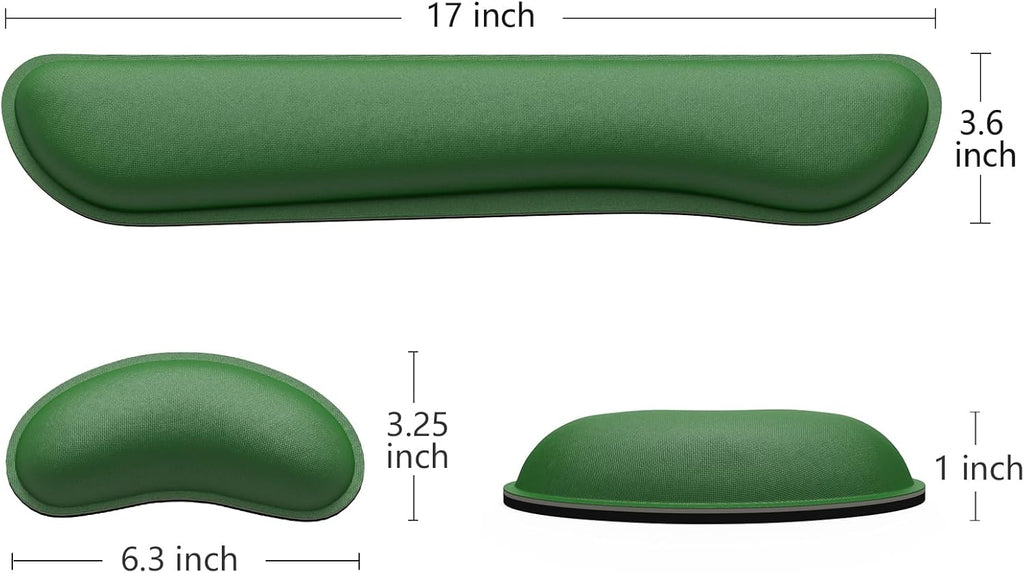Dapesuom Enlarge Keyboard Wrist Rest, Memory Foam Wrist Cushion for Desk Mats Support, Cute Typing Pain Relief Keyboard Mouse Pad Rests Set with Non-Slip Base for Gaming Laptop Office, Forest Green