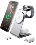 Intoval 3 in 1 Wireless Charging Station for Magsafe, Magnetic Charger for iPhone 16 15 14 13 12 Pro Max, Wireless Charger for Apple Watch 10 Ultra SE 9 8 7 6, for AirPods 4 Pro 2 3 (Silver)