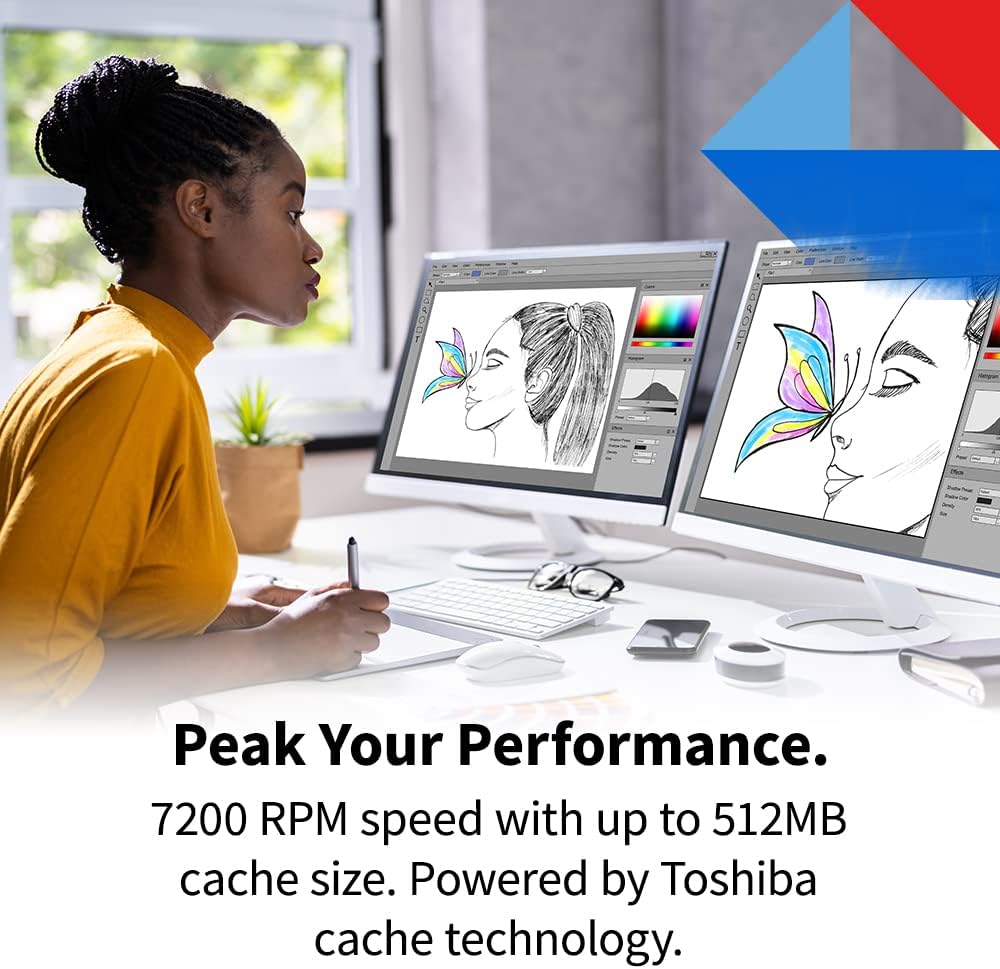 Toshiba X300 PRO 6TB High Workload Performance for Creative Professionals 3.5-Inch Internal Hard Drive – Up to 300 TB/Year Workload Rate CMR SATA 6 GB/s 7200 RPM 512 MB Cache - HDWR760XZSTB