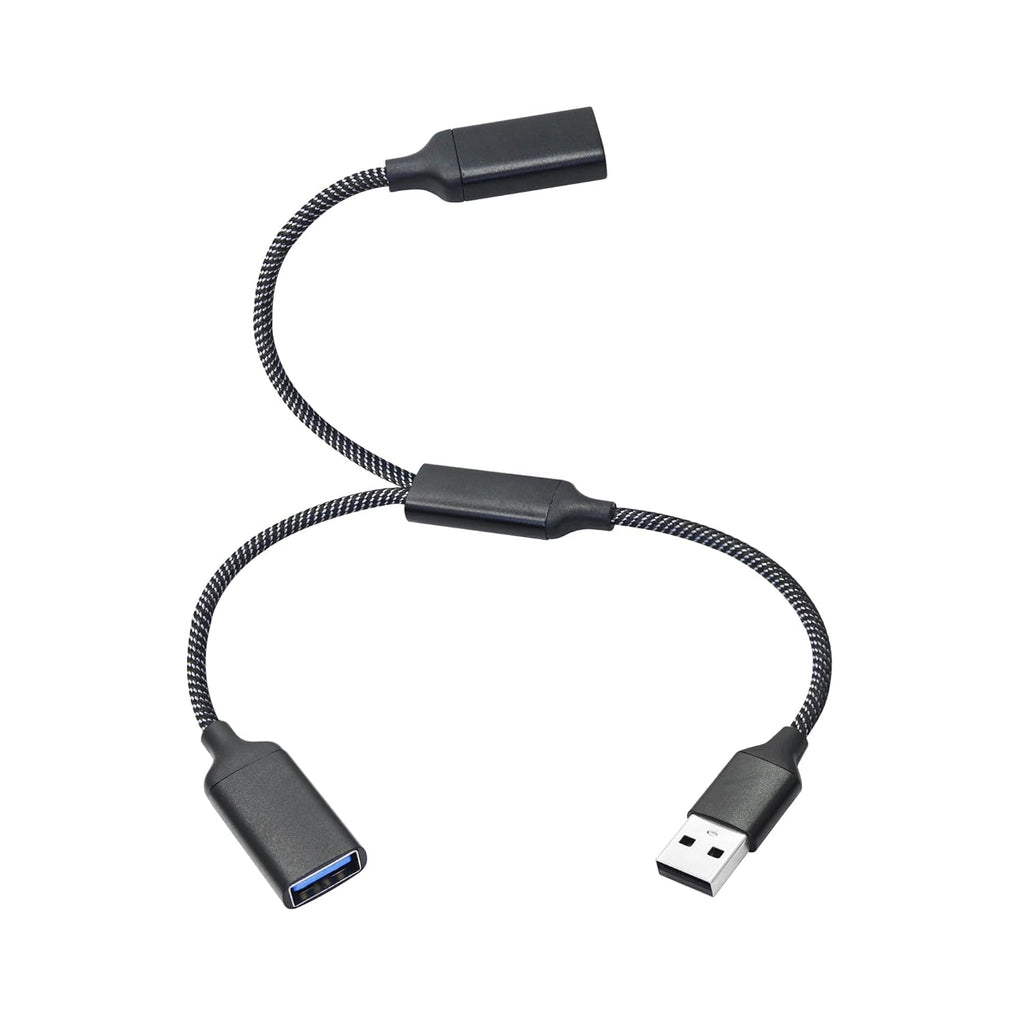 USB Splitter Cable 1FT, USB A Male to Dual USB A Female Y Splitter Adapter 1 in 2 Out, Power & Data with OTG Function Intelligent Chip, for Smartphone, Laptop, Car etc
