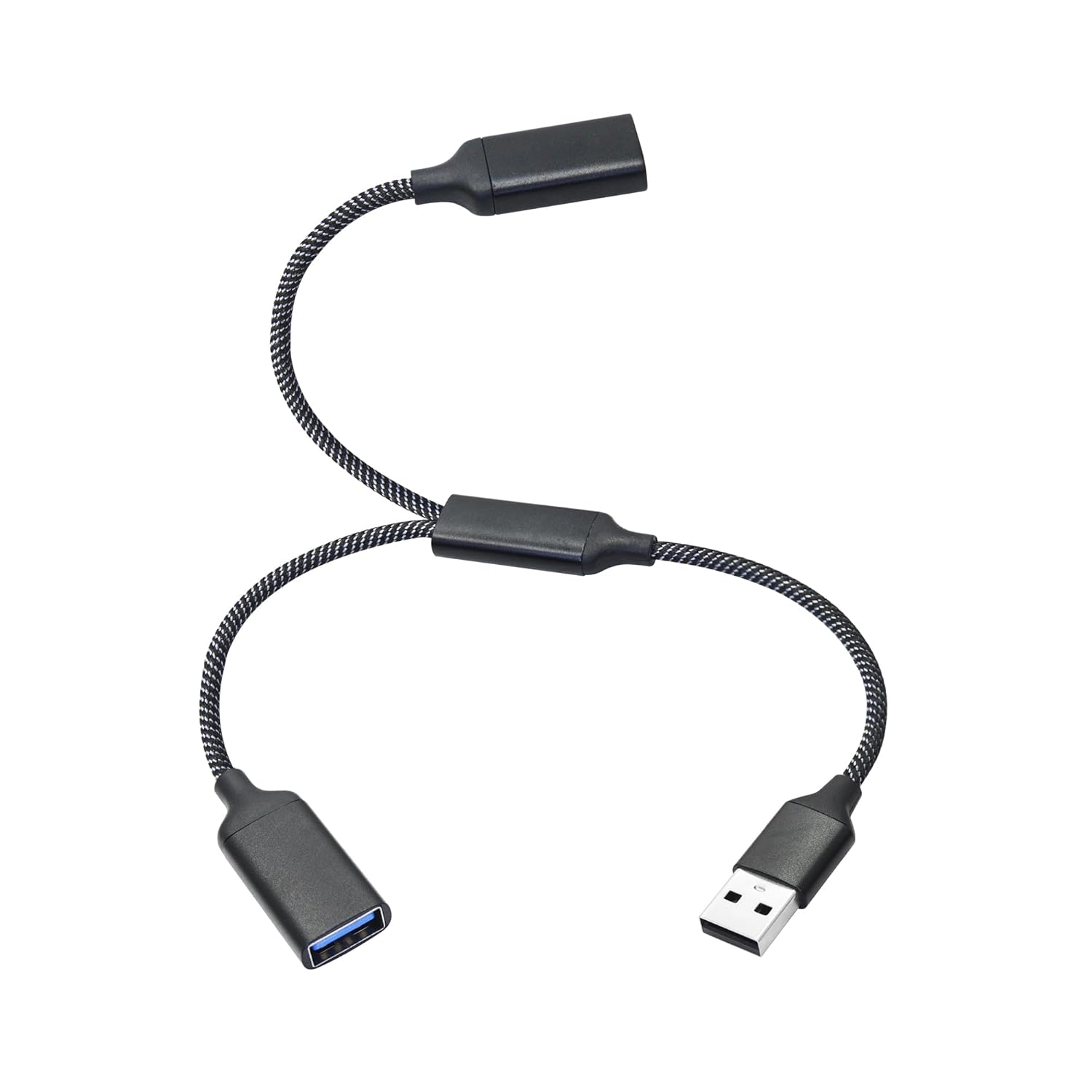 USB Splitter Cable 1FT, USB A Male to Dual USB A Female Y Splitter Adapter 1 in 2 Out, Power & Data with OTG Function Intelligent Chip, for Smartphone, Laptop, Car etc