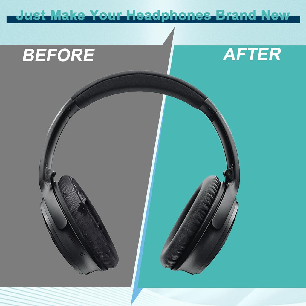 Replacement Earpads Cushions for Bose QuietComfort 35 & Quiet Comfort 35 II, Headphones Ear Covers Ear Pads for Bose QC35/QC35II/25/15 QC2 / Ae2 / Ae2i / Ae2W / Sound Link/Sound True-Black&Black