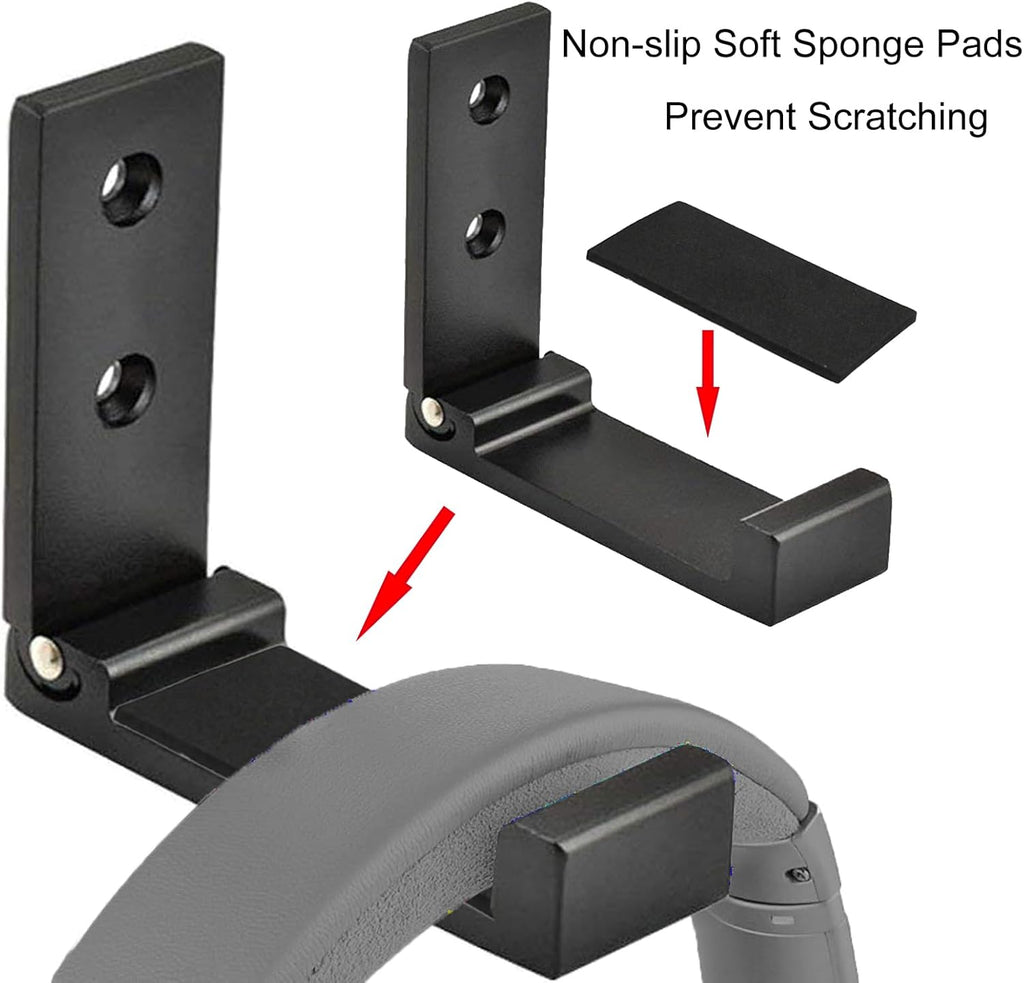 Folding Coat Hooks, Foldable Wall Hooks for Hanging Aluminum Alloy Cloth Hanger Coat Hanger Headphones Holder Headset Wall Hanger Hook- Pack of 4