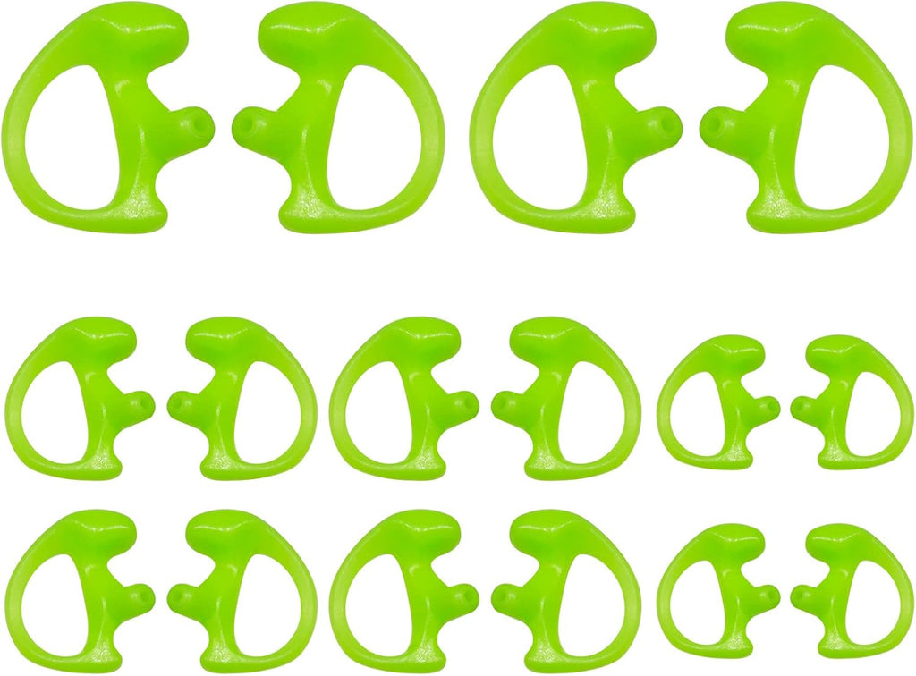 Silicone Replacement Earmold for Motorola/Baofeng/Retavis Radios - Police Walkie Talkie & Law Enforcement Soft Earpiece Inserts (8 Pair, Green - 2L/4M/2S)