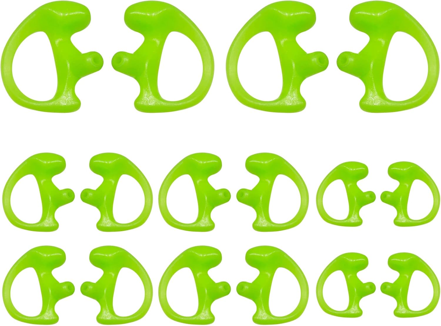Silicone Replacement Earmold for Motorola/Baofeng/Retavis Radios - Police Walkie Talkie & Law Enforcement Soft Earpiece Inserts (8 Pair, Green - 2L/4M/2S)