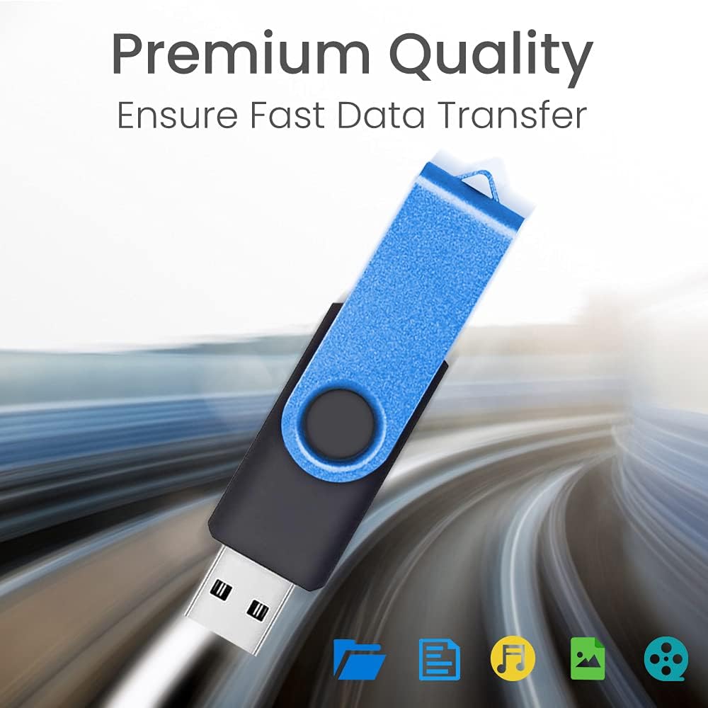ABLAZE Flash Drives 2GB 20 Pack, USB 2.0 Thumb Drive Bulk with Lanyards Swivel Memory Stick U Disk 2GB Pendrive USB Pack (Blue)