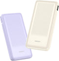 2-Pack 10000mAh Power Bank Fast Charging, 22.5W Compact USB C Portable Charger with 2 Outputs & 2 Inputs, LED Display Battery Pack Compatible with iPhone Samsung iPad Tablets, Purple & Beige