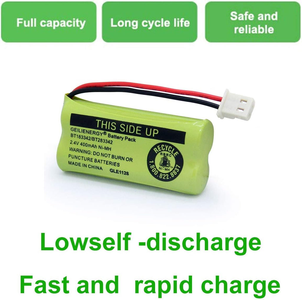 GEILIENERGY BT162342/BT262342 Battery Compatible for BT183342/BT283342 BT166342/BT266342 VTech CS6114 CS6419 CS6719 at&T EL52300 CL80111 Cordless Phone (Pack of 2)