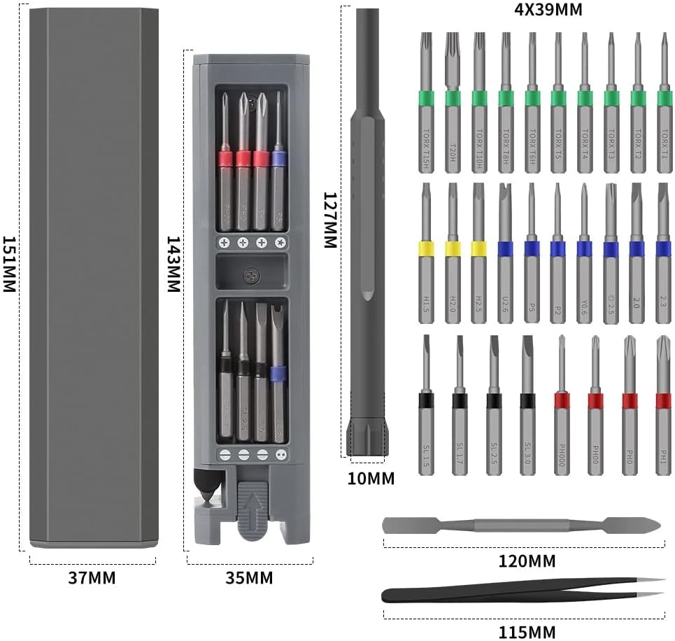BES 31 in 1 Precision Screwdriver Set,Magnetic Screwdriver Bits,Precision Screwdriver Kit Repair Tools For Iphone, Tablet, Xbox, Ps4, Watch, Eyeglass Repair Tool Kit