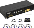 CKLau 4 Port 450MHz USB Auto VGA KVM Switch with Audio and Cables, Monitor Switch for Multiple Computers Support Windows, Linux, Mac, Debian, Ubuntu, Fedora, Raspbian, Ubuntu