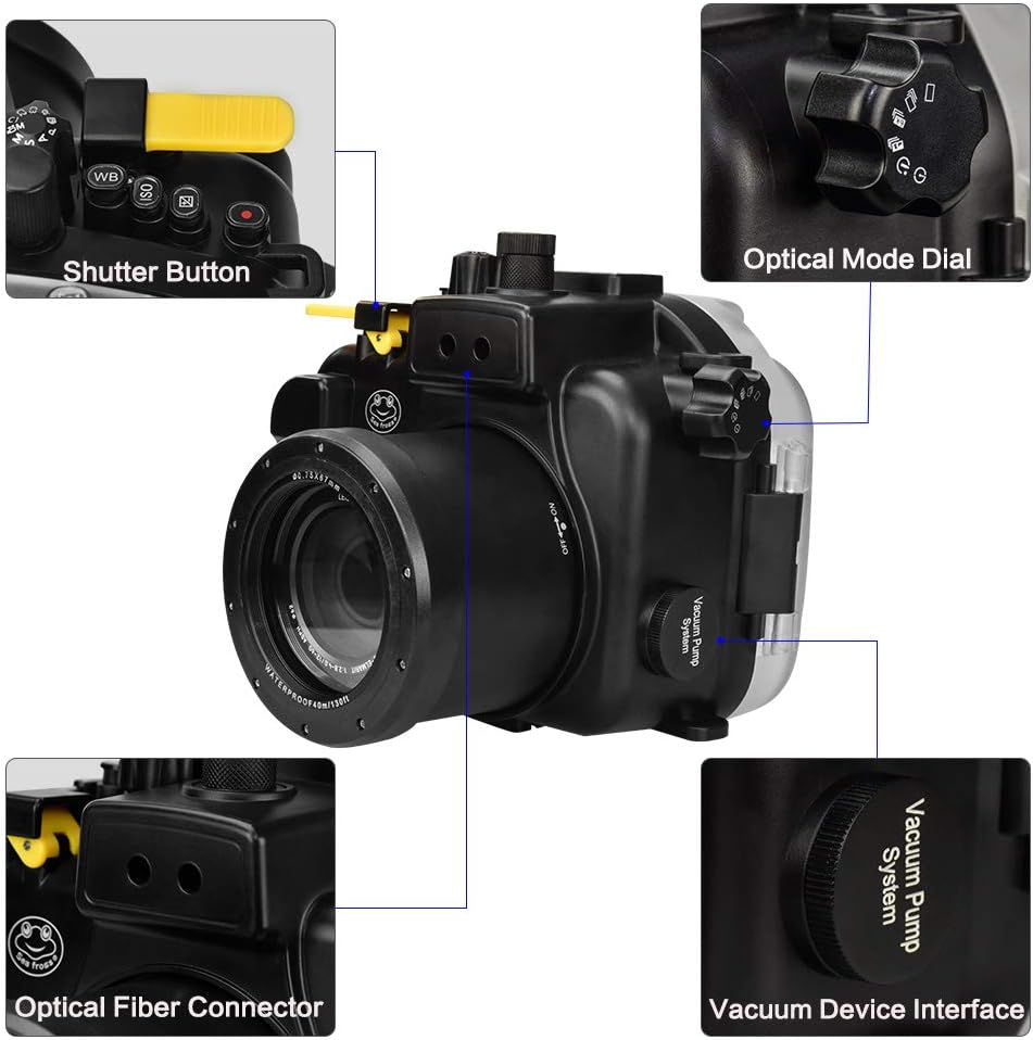 Sea frogs Underwater Camera Housing Compatible with Panasonic GH5 12-60mm IPX8 40m/130ft Maximum Diving Depth Waterproof Camera Case for Diving, Surfing, Rowing