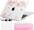 Compatible with MacBook Air 13.6 inch Case, M4 A3240/M3 A3113/M2 A2681 (Released 2025 to 2022), Hard Shell, Keyboard Cover, Screen Protector, Webcam Cover & Type-C Adapter, Butterflies Sakura