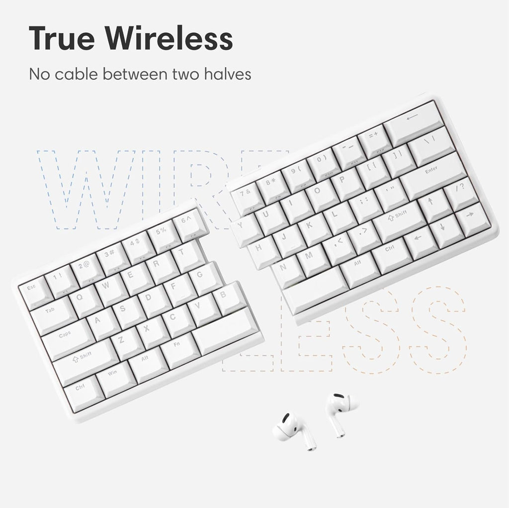 Wireless Ergonomic Split Mechanical Keyboard - Tactile, Hot-Swappable, Compact 60% Layout, Programmable for Mac & Windows, PBT Keycaps(Standard Version)