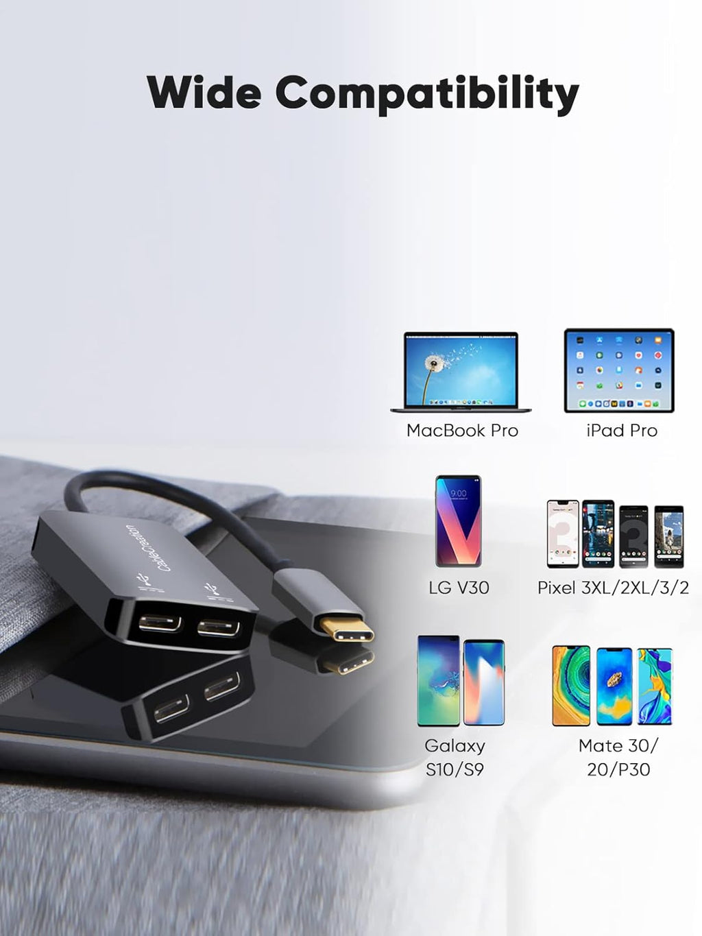 CableCreation USB Type C Splitter, 2-in-1 USB C Audio Adapter and PD Fast Charging, Type C Aux Dongle Compatible with iPad, MacBook, iPhone 16 15 Pro Max Plus, Galaxy S24/S23/S22+, Pixel 9/8/7+, Grey