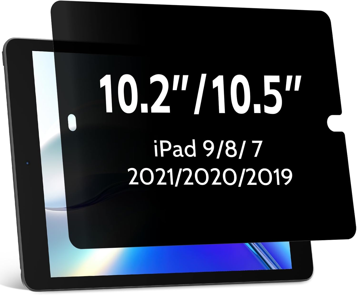 Privacy Screen Protector Compatible With iPad 10.2 inch(9th/8th/7th Gen, 2021/2020/2019), Anti Glare Blue Light Spy Filter Private, High Sensitive Bubble-Free Easy Install Black Security Screen Shield