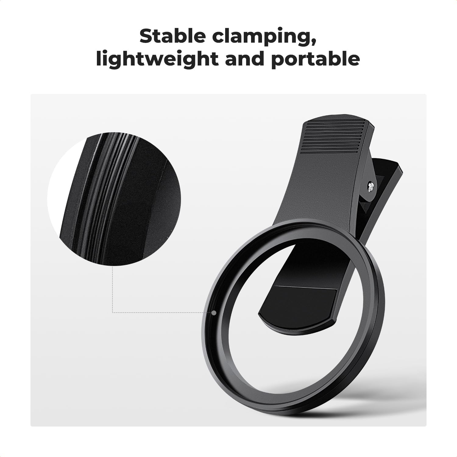 K&F Concept 52mm Clip-on ND2-400 Phone Camera Lens Filter Kit, Adjustable Neutral Density Filter Compatible with iPhone 15 14 13 12 11