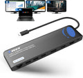 OREI USB-C Triple Monitor Docking Station Splitter – USB-C to 2× HDMI & 1× DisplayPort Adapter, 100W PD, Gigabit Ethernet, 4× USB2.0/3.0, microSD Reader – Windows & Mac Compatible