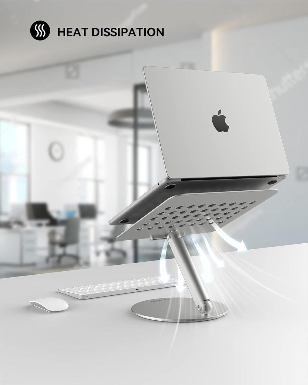 LULULOOK Laptop Stand for Desk 2025, 360 Rotating Adjustable Laptop Riser, Upgraded Foldable Full Aluminum Alloy Computer Stand for MacBook Pro/Air, Dell, HP, Lenovo and Other 10-17inch Laptops