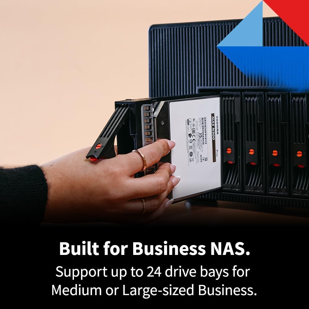 Toshiba N300 PRO 6TB Large-Sized Business NAS (up to 24 Bays) 3.5-Inch Internal Hard Drive - Up to 300 TB/Year Workload Rate CMR SATA 6 GB/s 7200 RPM 512 MB Cache - HDWG760XZSTB