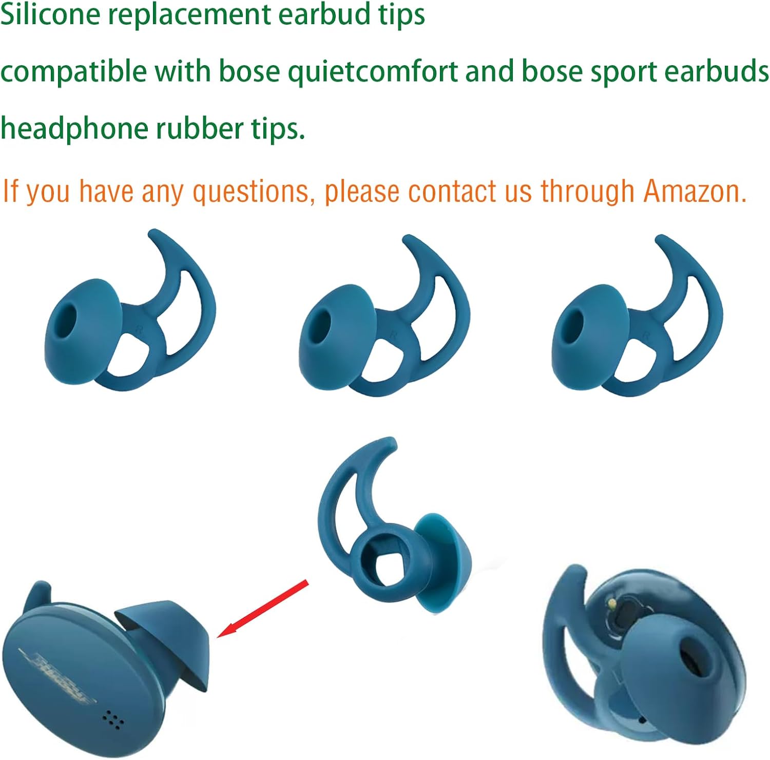 Earbud Covers Silicone Tips Replacement Earbud Tips Compatible with Bose Quietcomfort and Sport Headphone Eartips Ear Bud Tips Large 3 Pairs