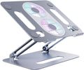 Adjustable Laptop Stand with Cooling Fan, Aluminium Alloy Multi-Angle Computer Holder for Desk, Portable Notebook Metal Mount All Laptops 11"-17.3"-Grey