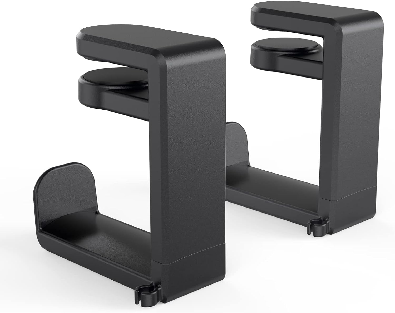 Rotating Headphone Stand - EURPMASK PC Gaming Headset Stand, Adjustable Clamp-on Headphone Holder, Headphone Hanger Hook Under Desk with 360 Degree Swivel&Cable Clip Organizer - Black, 2 Pack