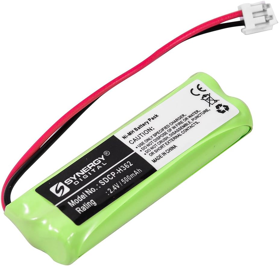 Synergy Digital Cordless Phone Battery, Compatible with Vtech 89-1337-00-00, BT18443, BT28443 Cordless Phone Battery (Ni-MH, 2.4V, 500 mAh)