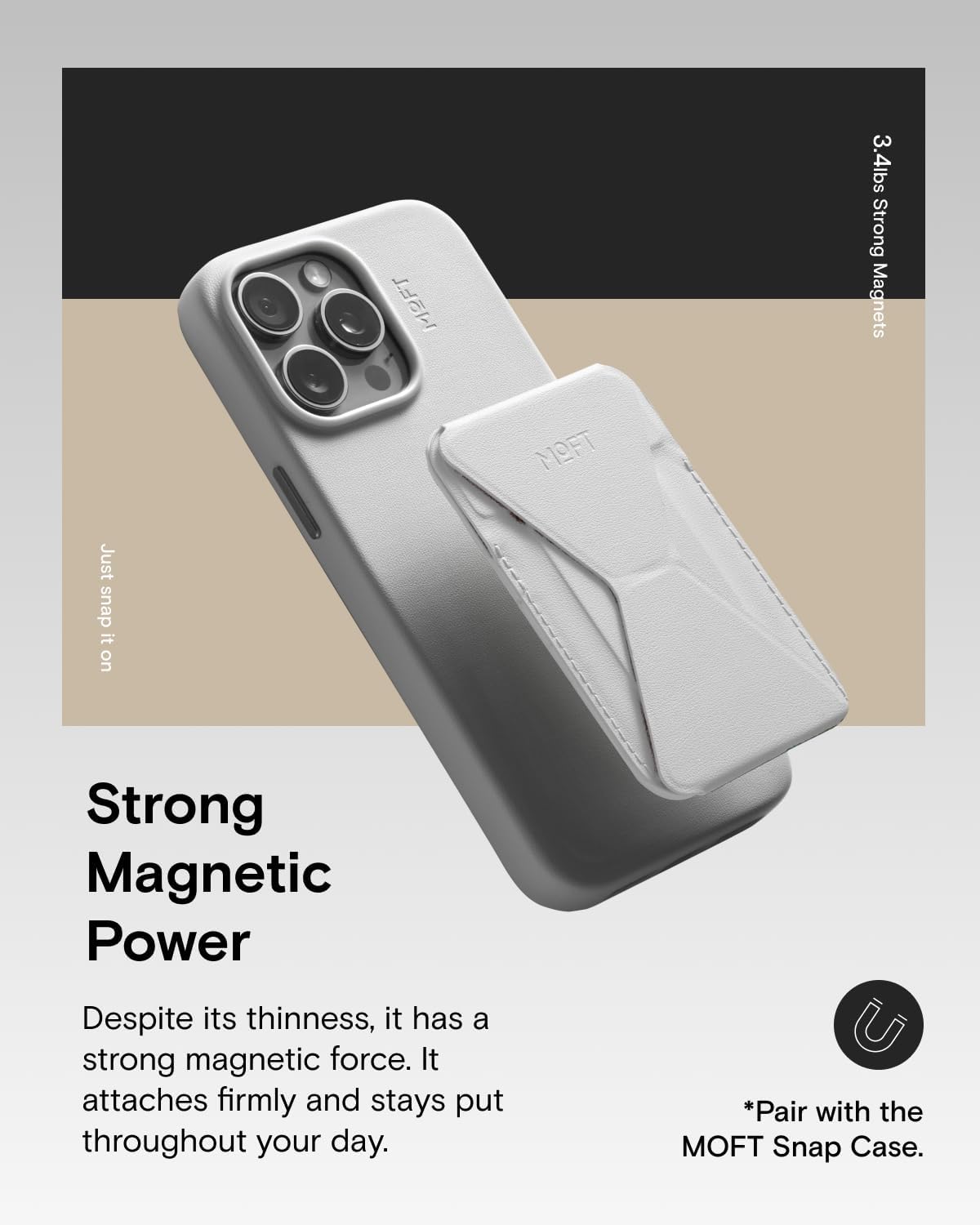 MOFT Magnetic Wallet Stand Compatible with iPhone 16/15/14/13/12 Series, Angle Adjustment & Magsafe Compatible MOVAS Phone Stand, Misty Cove