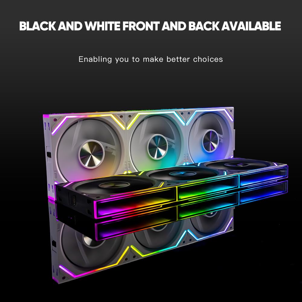 Jungle Leopard Interstellar V2 RS 120mm Case Fan Infinity Mirror Module Daisy-Chain ARGB Fan Triple Pack Suitable PC Cooling Fans 360mm AIO Cooler(Black-3Pack)