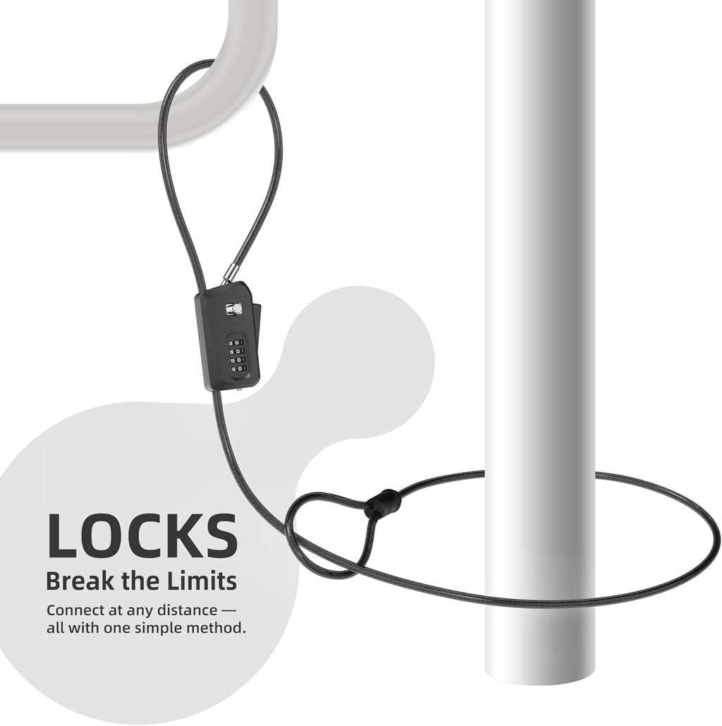 6ft Python Cable Lock for Bike, Bicycle, Electric Scooter, Trail Camera, 4 Digit Combination Lock Outdoor Use, Heavy Duty Anti Theft, Retractable Locking Cable for Trail Cam, eBike, Kayak