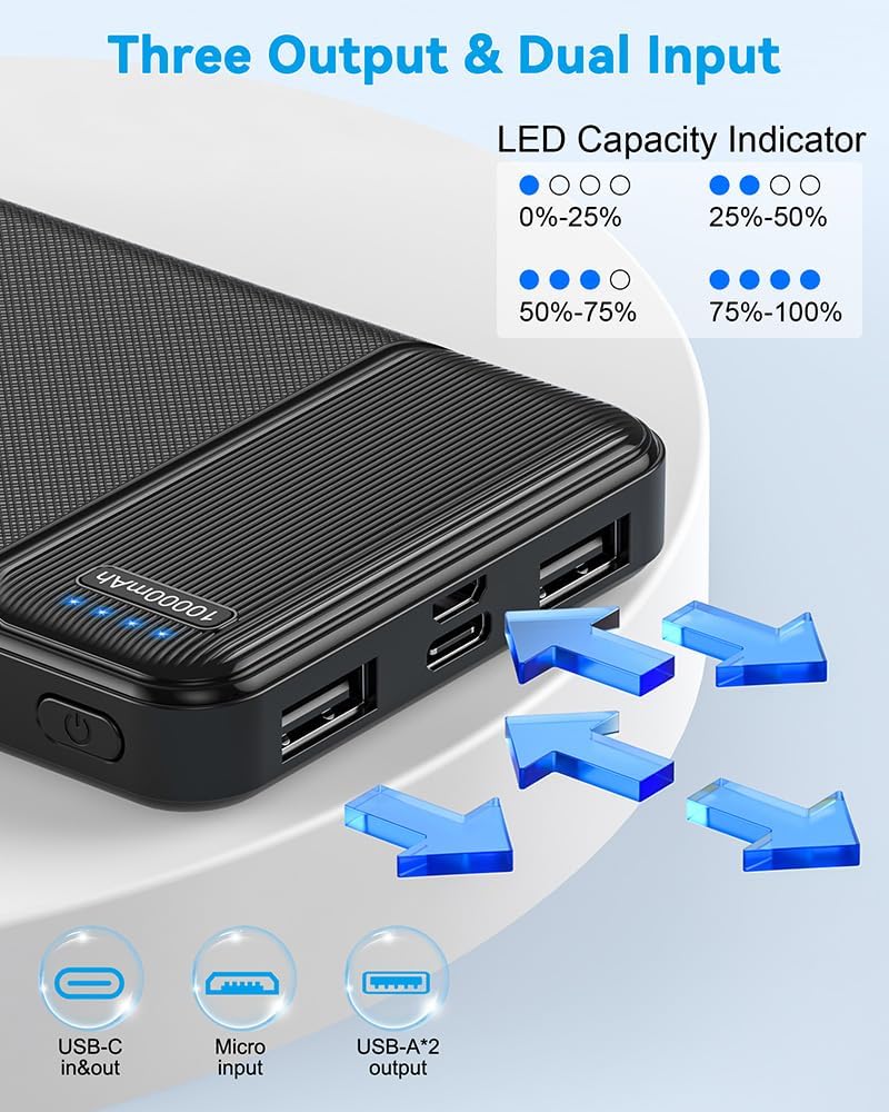 AsperX 10000mAh USB C Output Portable Charger Power Bank Fast Charging, Portable Battery Bank External Battery Pack for iPhone, Samsung, Google LG and Heated Vest