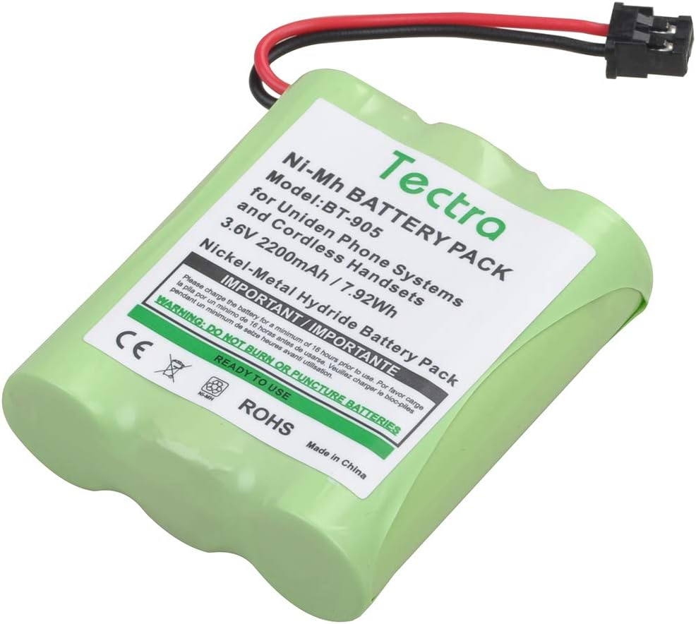 Tectra 2-Pack BT-905 Cordless Phone Battery for Uniden BT905 BT-800 BT-1006 BBTY-0444001 BBTY-0449001 Panasonic P-P501 P-P508 AT&T 200 24032 Cordless Telephones