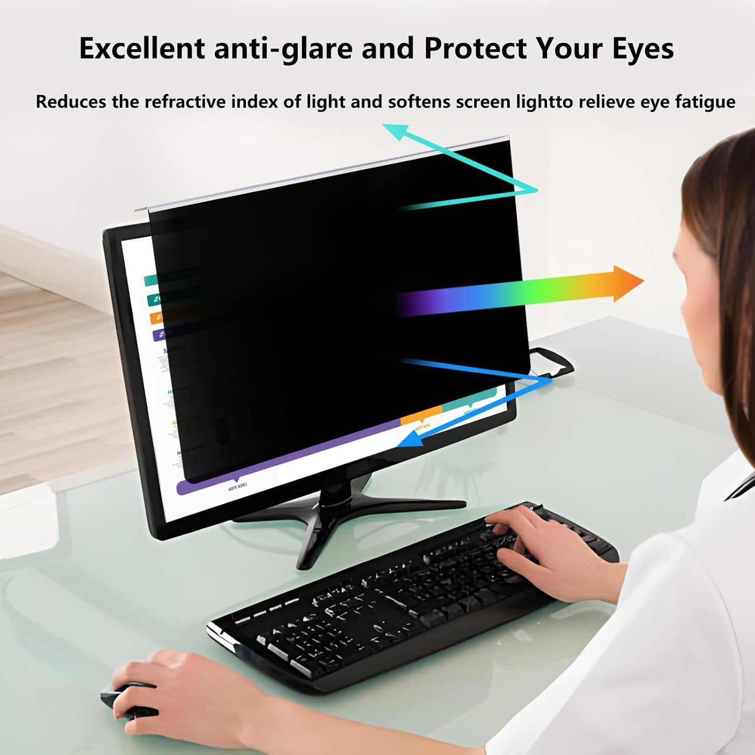 [2 Pack Computer Privacy Screen Shield Compatible for 21.5/22 Inch 16:9 Widescreen Desktop Monitor - Anti Glare & Blue Light Filter - Hanging Design for Easy On/Off